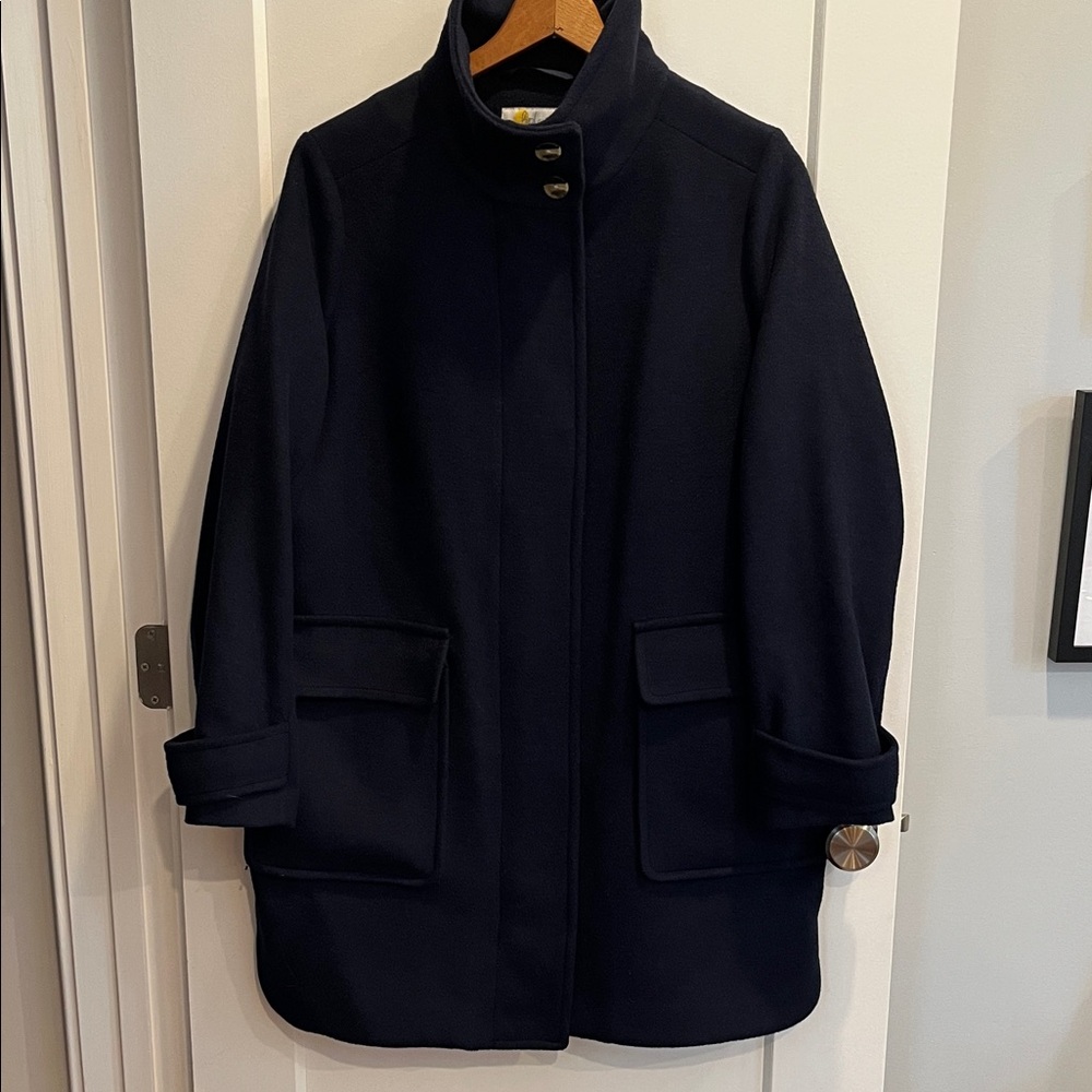 Boden Navy Pea Coat with High Collar